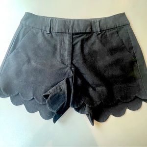 J by J Crew Women’s Black Linen Scalloped Shorts Size 0